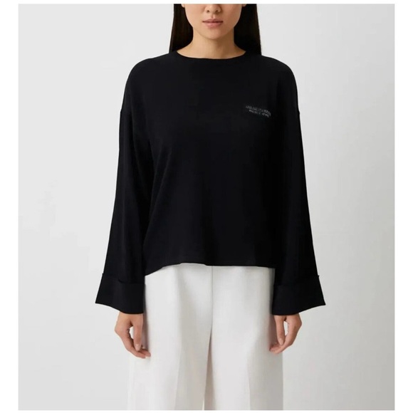 Armani Exchange Black Long Sleeve Boxy T-Shirt - Picture 1 of 11